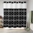 thumbnail image 6 of No Hook Shower Curtain, Black Boho Shower Curtains for Bathroom with See Through Top Window, Vintage Ethnic Tribe Abstract Art Geometric Waterproof & Washable Bath Curtain Long 72"x78", 6 of 9
