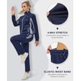 thumbnail image 5 of Women's 2Pc Full Zip Tracksuit, 4 Way Stretch Breathable with Reflective & Zipper Pockets for Gym Running Deep Blue L, 5 of 8