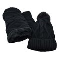 thumbnail image 1 of Ensemble Bonnet et Foulard pour Femmes Doublés de Fourrure avec Pompon, 1 of 2