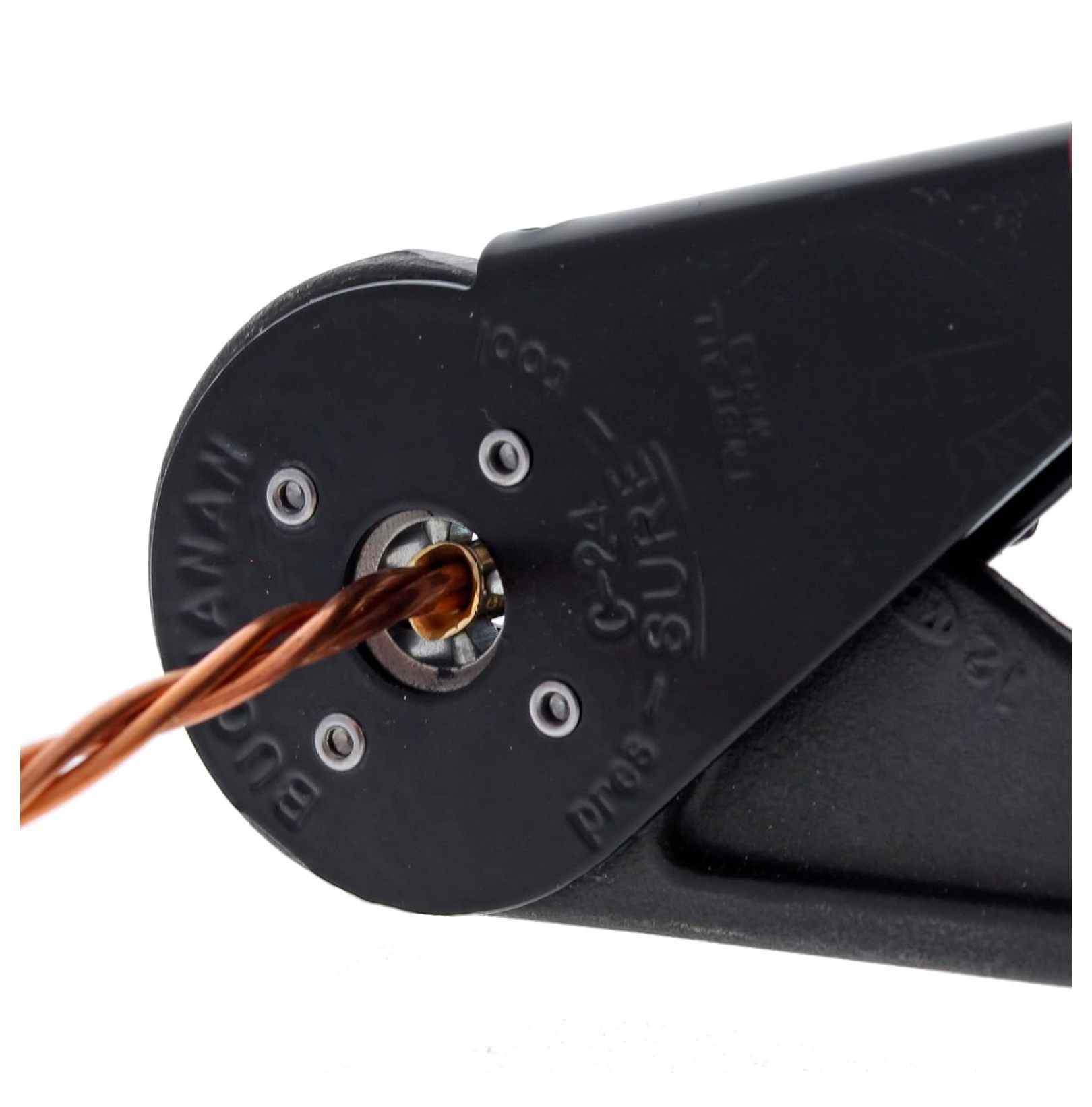 INDUSTRIES INC. C24 Four-Way Crimp Tool – Spring Loaded, Fingertip Adjustment Wire Crimper for Two Connector Sizes