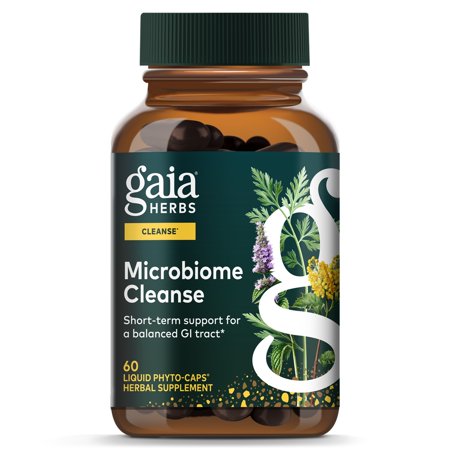 Gaia Herbs Microbiome Cleanse - With Black Walnut, Sweet Wormwood, Oregano & Peppermint - Support for a Balanced GI Tract & Digestive Health* - 60 Vegan Liquid Phyto-Capsules (60 Servings)