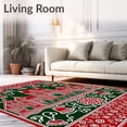 thumbnail image 2 of ODIKA 5'x7' Machine Washable Non-Slip Area Rug, Jingle Bells Village Seasonal Accent High Traffic Rug, Red, 742253, 2 of 7