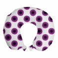 thumbnail image 1 of Modern Travel Pillow Neck Rest, Big Polka Dots in Paintbrush Style Ellipse Geometry Abstract Tones Design, Memory Foam Traveling Accessory Airplane and Car, 12", Purple and White, by Ambesonne, 1 of 2