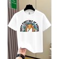 thumbnail image 1 of Kids' "First Day of School" T-Shirt - Casual Crew Neck, Slight Stretch Fabric, Vibrant Rainbow & Flower Print, Perfect for Boys Aged 12 & Under, Everyday Clothing | Playful Design, 1 of 7