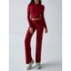 thumbnail image 4 of Conjuntos de 2 Piezas para Mujer, Larga, Cuello Redondo, Pantalones Acampanados de Cintura Alta, Conjuntos de Chándal, Ropa de Calle. Vino Tinto XL, 4 of 9