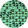 thumbnail image 1 of Ahgly Company Indoor Round Abstract Turquoise Blue Modern Area Rugs, 6' Round, 1 of 4