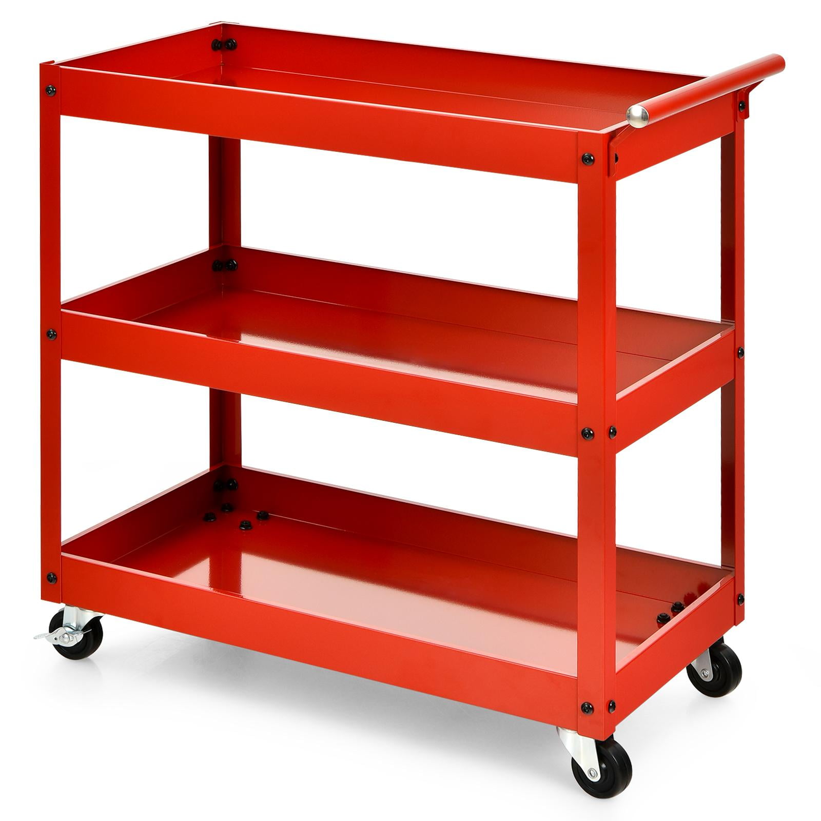 Giantex 3Shelf Tool Cart w/Lockable Wheels, Steel Utility Mobile