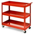 thumbnail image 1 of Giantex 3-Shelf Tool Cart w/Lockable Wheels, Steel Utility Mobile Storage Cabinet Organizer Trolley w/330 lbs Capacity, Red, 1 of 10