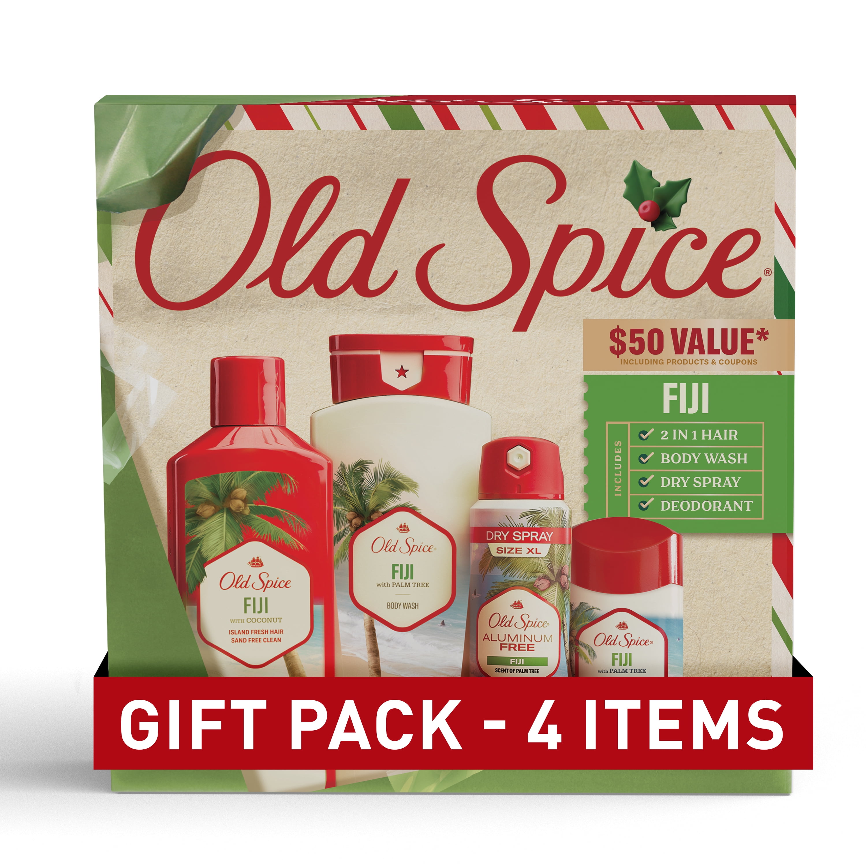 Old Spice Dry Cream FRESH 45g 7個セット Old Spice Holiday Gift Pack for Men, Fiji Scent, Body Wash