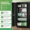 thumbnail image 3 of SOLAURA 73 in Metal Storage Cabinet with Wheels, Garage Rolling Cabinet with Locking Doors and 4 Adjustable Shelves, Lockable Tool Storage Cabinets for Garage, Home, Office(Black), 3 of 9