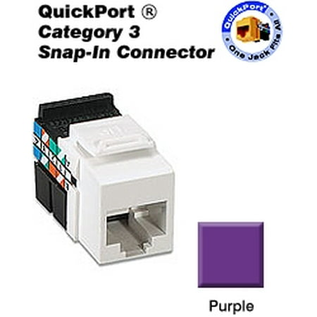 Quickport Snap In - Leviton 41108-RP3 Category 3 QuickPort Snap-In Connector - Purple