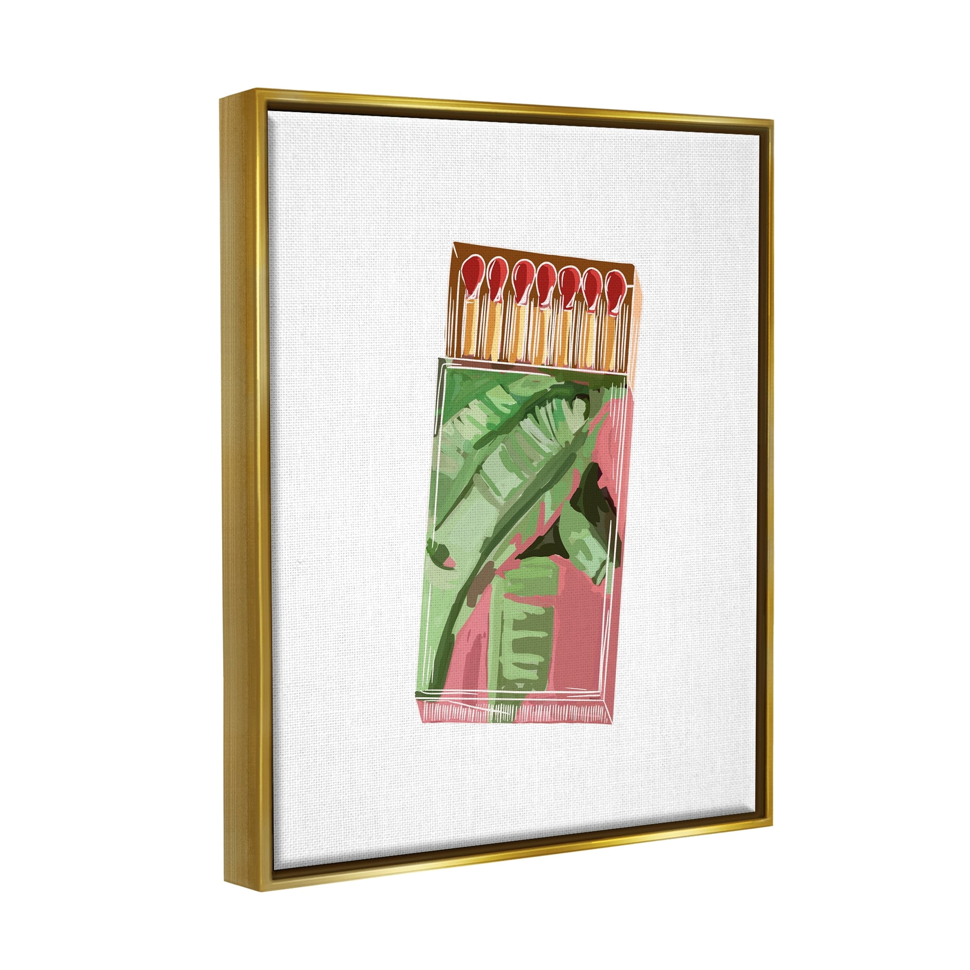 Stupell Industries Floral Pink Matchbox Design Square Cutout Shape Graphic Art Metallic Gold Floating Framed Canvas Print Wall Art, Design by Amelia Noyes