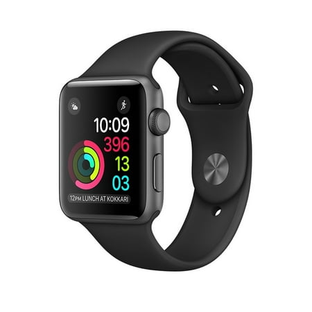 Refurbished Apple Watch 42mm Silver Aluminum with Black Sport (Best Rated Watches In The World)