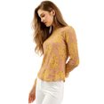 thumbnail image 4 of INSPIRE CHIC Women's Crochet Lace See Through Floral Ruffle Neck Blouse, 4 of 6