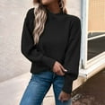 thumbnail image 3 of Lovskoo Sweaters for Women Casual Trendy Pullover Long Sleeve Round-Neck Knitted Sweater Tops Black, 3 of 7