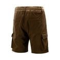 thumbnail image 5 of hoksml Men Vintage Corduroy Cargo Shorts Solid Color Casual Multiple Pockets Cargo Pants Loose Five Cent Pants Elastic Waist Buttons Shorts 2025 on Clearance, 5 of 7