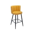 thumbnail image 2 of Guyou 30" Counter Height Bar Stool Set of 2, Modern Linen Upholstered Bar Stool with Channel Tufted Backrest and Metal Legs for Kitchen Island Bar Restaurant, Yellow, 2 of 13