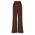 thumbnail image 4 of Lace Linen Pants Women Palazzo Pants Casual Flowy Pants Wide Leg Summer Beach Trousers with Pockets Brown 2XL, 4 of 8