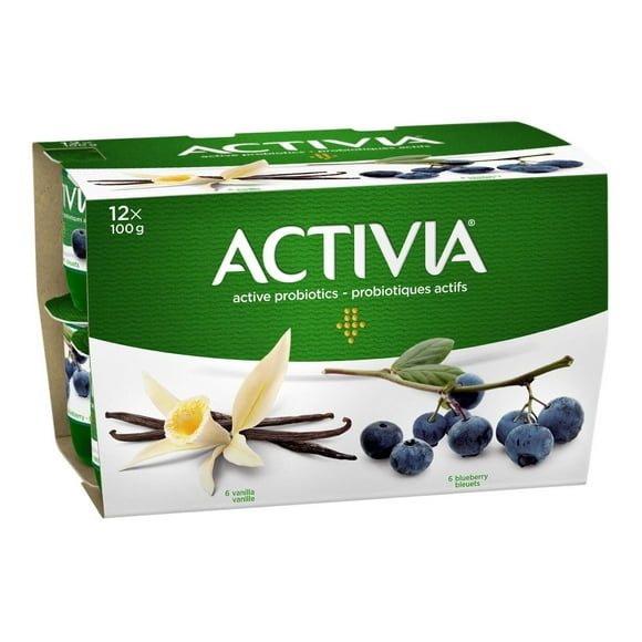 Activia Yogurt with Probiotics, Blueberry and Vanilla, variety pack, 12 x 100g