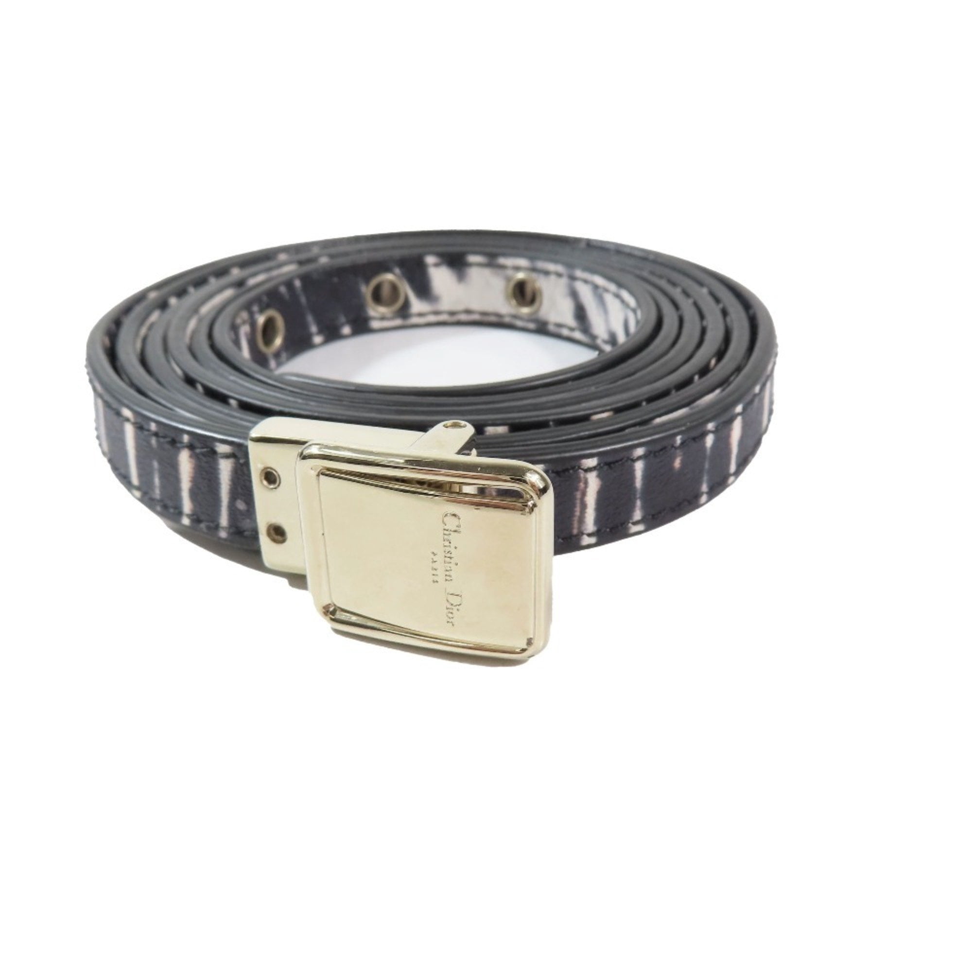 Pre-Owned Christian Dior Leather Gold Hardware Logo Buckle  display picture 1