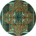 thumbnail image 1 of Ahgly Company Machine Washable Indoor Round Persian Turquoise Blue Traditional Area Rugs, 8' Round, 1 of 4