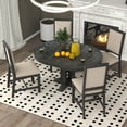 thumbnail image 3 of Harper & Bright Designs Farmhouse Kitchen Dining Table Set for 4, Wood Extendable Round Dining Table Set and 4 Upholstered Chairs, Retro Functional Dining Set for Kitchen, Black, 3 of 18