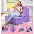 thumbnail image 4 of Sofá Cama Plegable Cómoda Tumbona de Piso Sofá Convertible con Cojín Removible Sofás para Espacios Pequeños Colchón Plegable para Sala de Estar, Dormitorio u Oficina (Cordury Morado, Grande), 4 of 4