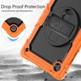 thumbnail image 7 of Case for Samsung Galaxy Tab A8 10.5 Inch 2022 with Screen Protector, 360 Degree Rotating Kickstand Hand Strap Heavy Duty Shockproof Cover with Shoulder Strap, Orange, 7 of 7