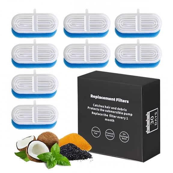 ACDANC 8 PCS Pet Water Fountain Filters, Three-layer Filtration System Replacement Filters for Water Fountains Filter Activated Carbon Cat Water Dispenser Filter Element