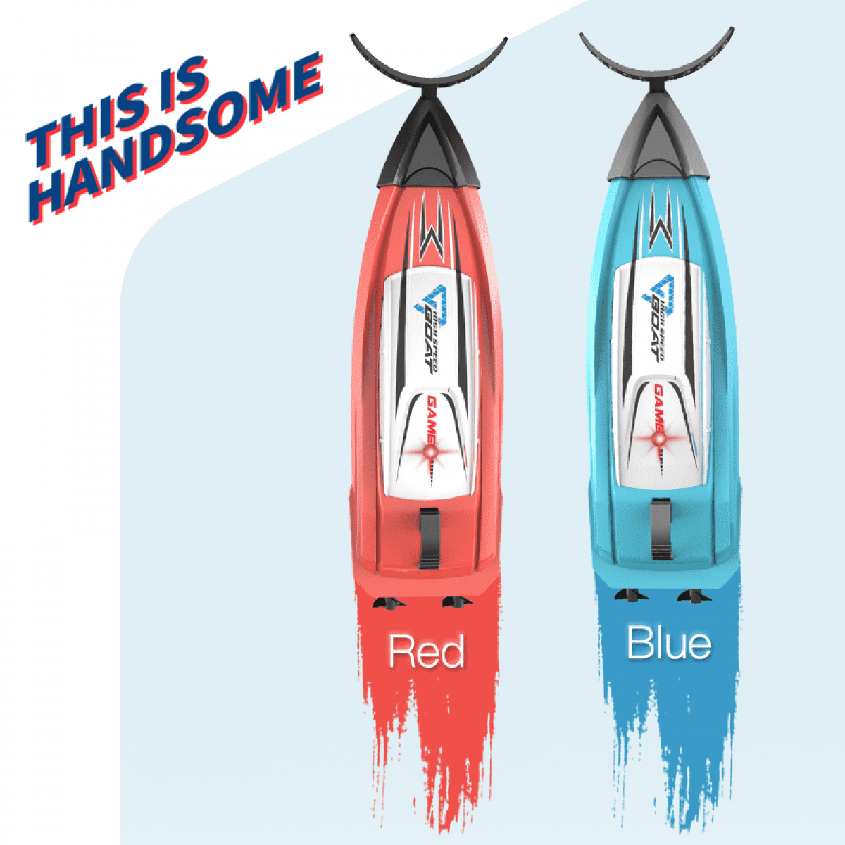 Mini 2.4G Remote Control Boat High Speed Electric Speedboat Children's Indoor Water Play Competitive Water Push Boat Toy-BLUE