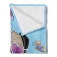 thumbnail image 2 of Pug Soft Flannel Fleece Throw Blanket, Puppy on the Field Flowers Butterflies Heart Shaped Clouds Open Sky, Cozy Plush for Indoor and Outdoor Use, 50" x 70", Sky Blue Multicolor, by Ambesonne, 2 of 5