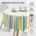 thumbnail image 3 of Rainbow Striped Polka Dot Round Tablecloth 60 Inch, Decorative Holiday Home Party Table Cloth for Kitchen Dining Picnic Table Cover, 3 of 6