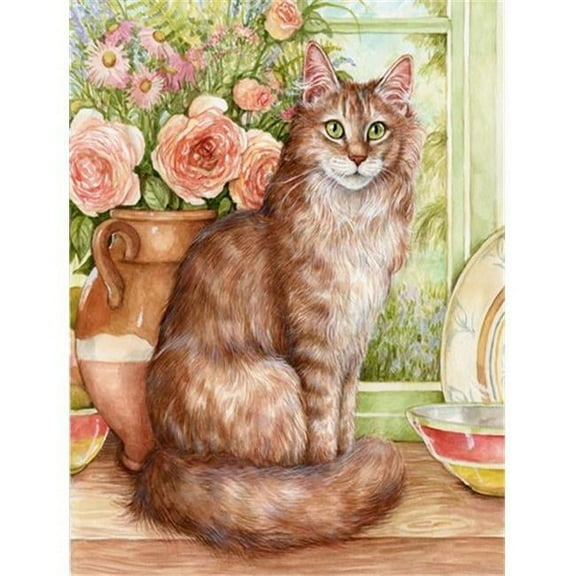 Maine Coon Cat by Debbie Cook Flag Canvas House Size