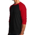 thumbnail image 3 of Gaukiv Men's Three Quarter Sleeve Shirts Raglan Crew Neck Tees Solid Color Body with Contrast Sleeves Baseball Shirts Red 3XL, 3 of 7