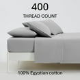 thumbnail image 2 of ABORN 400-Thread-Count 100% Egyptian Cotton Bedsheet 6 PC |Full, Light Grey| 18" Deep Pockets, 2 of 8