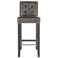 thumbnail image 3 of SAFAVIEH Thompson Rustic Glam Tufted Bar Stool with Footrest, Antique Brown, 3 of 7