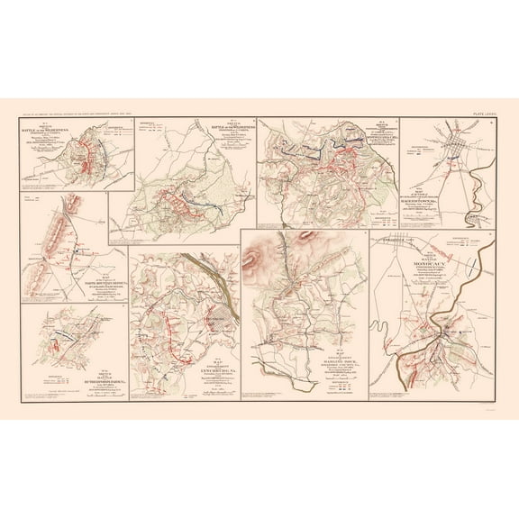 Historical Civil War Map - Union Confederate Armies - Hotchkiss 1895 - Vintage Wall Art