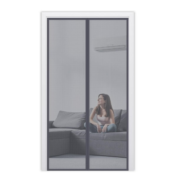Puerta mosquitera magnética de fibra de vidrio BlueBala 86x208cm gris