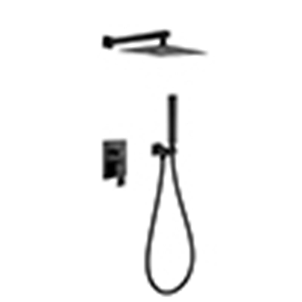 Kepooman 10" Home Wall Mounted Rainfall Shower System with Rough-in Valve for Bathroom, Matte Black