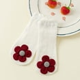 thumbnail image 4 of Xfvqtps New Baby Newborn Toddler Infant Girls Crew Socks Thin Flower Bauble Lace Cute Sweet Non Slip Mesh Comfortable Soft Cozy Premium Breathable Spring Summer Socks for 0-36 Months Wine, 4 of 4