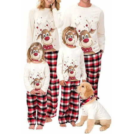 

Inevnen Family Matching Christmas Pyjamas Set Reindeer PJS Xmas Sleepwear Nightwear for Mens Womens Adults Kids