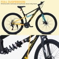 thumbnail image 6 of Ambifirner Full Suspension Mountain Bike 24/26 inch Men：& Women Mountain Bike with 21-Speed Adult Bikes, Double Disc Brake, High-Carbon Steel Frame, All-Terrain Tires, 6 of 8