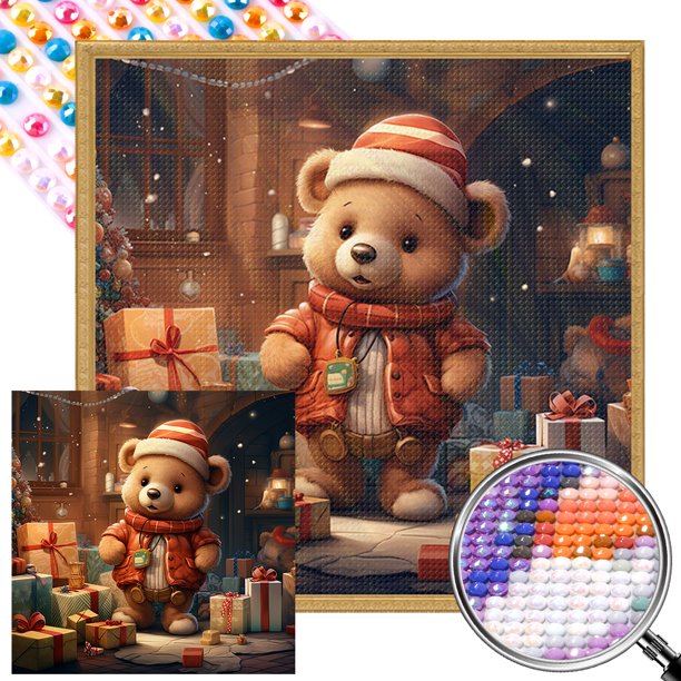 AB Parcial 5D DIY Taladro Regalo Navidad Oso 45x45cm