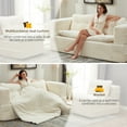 thumbnail image 6 of TesNus Sectional Sofa Bed 80", Plush Corduroy Fabric, Foam Filled, with Chaise Lounge and Convertible Blanket, Beige, for Living Room Bedroom, 6 of 9
