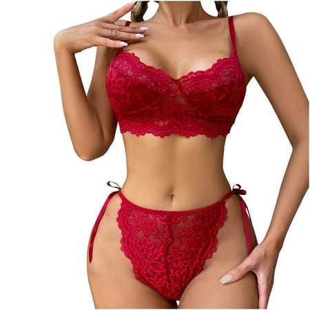 

EQWLJWE Sexy Lingerie for Women Sexy Underwear Pajamas Lace Perspective Backless Underwear Two Piece Set