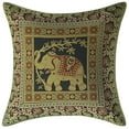 thumbnail image 2 of Stylo Culture Indian Decorative Throw Pillow Covers 16x16 Jacquard Black Traditional 40 x 40 cm Home Decor Brocade Elephant Floral Zippered Square Cushion Covers | Set Of 2, 2 of 4