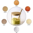thumbnail image 5 of Tarro de vidrio transparente con tapa de bambú y cuchara de madera, lindo azucarero, bote de almacenamiento de sal de baño, recipiente para condimentos, bote para condimentos, 5 of 5