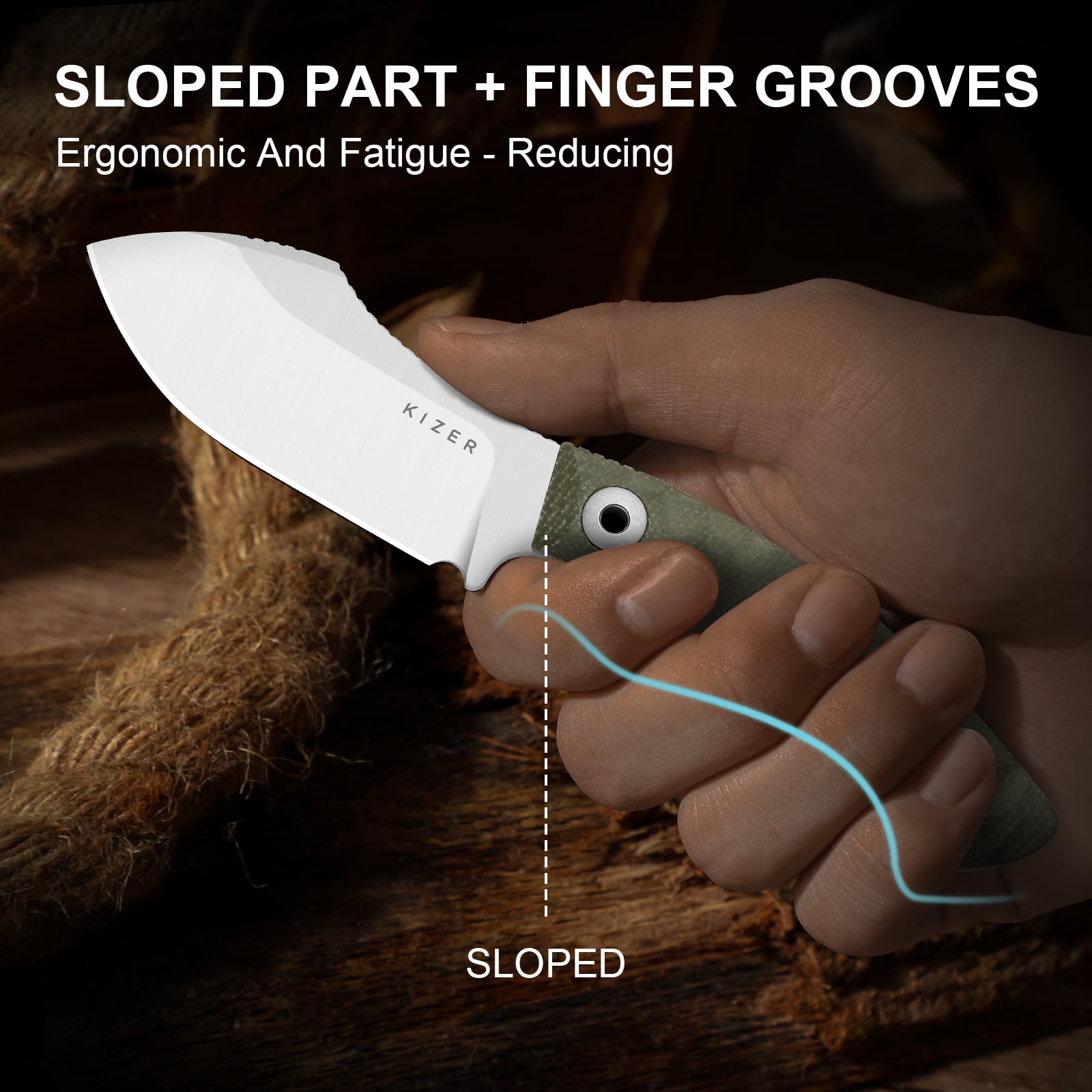 Kizer Rook Fixed Knife AEB-L Blade Micarta Handle With Sheath Camping 1090A4