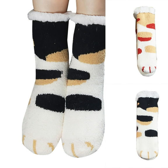 Kmdttou Women's Casual Winter Home Non-slip Plush Warm Thick Warm Socks Casual Soft Lightweight Quarter Socks
