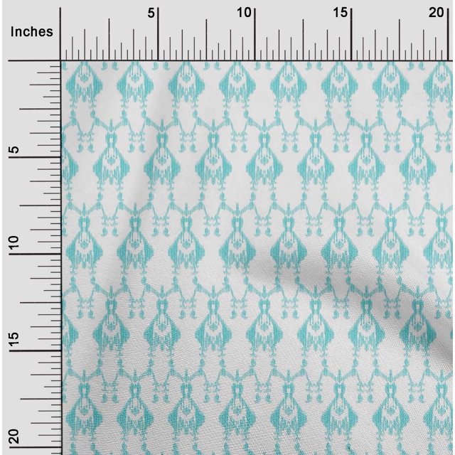 oneOone Tissu Popeline de Coton Imprimé Ikat Paisley BTY 56 Pouces de Large